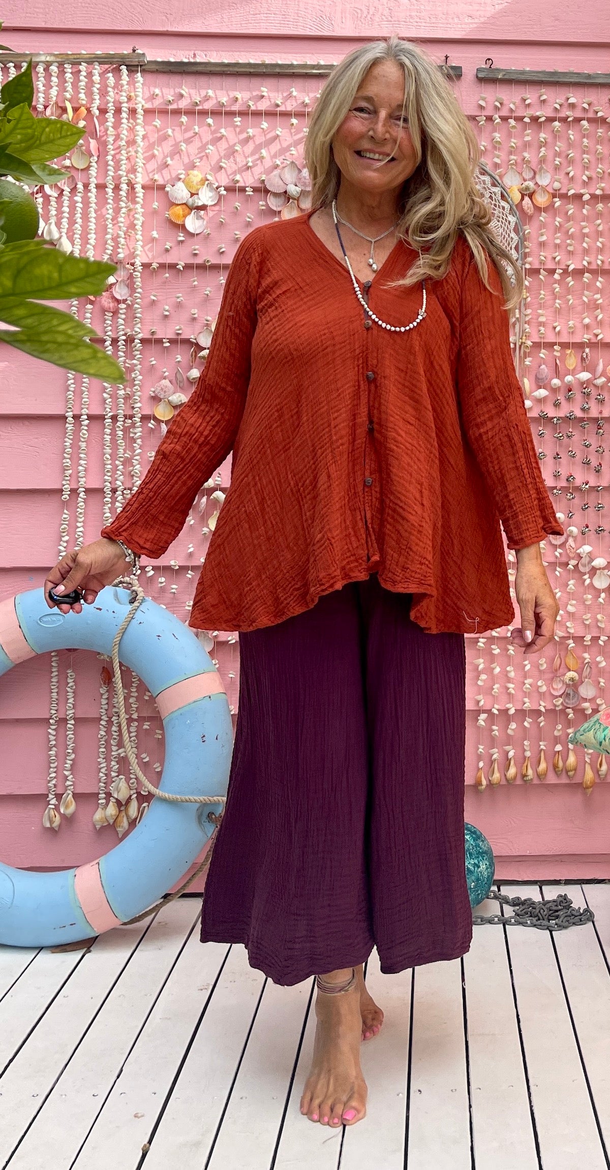 Short gypsy top blue sea life 522