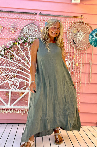 Linen Gypsy Maxi Dress